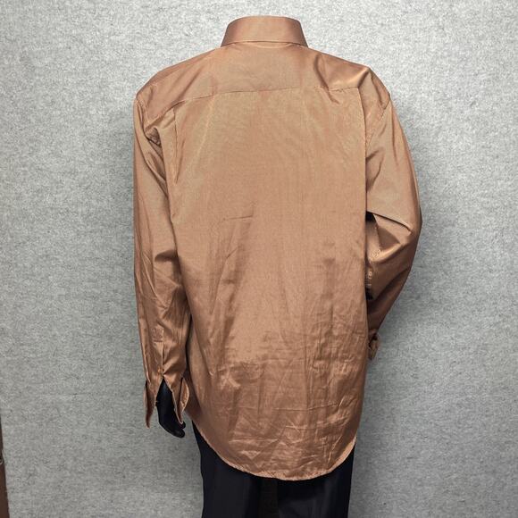 Karl Knox Men 18.5-36/37 Dress Shirt Brown Pin Stripe Btn Up Pastor Statement Pc - Picture 6 of 10